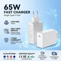Chargeur mural universel GaN PD65W à charge super rapide Type-C pour téléphone, prise US/EU/AU/UK, certifié CE/FCC/UKCA pour iPhone et ordinateur portable