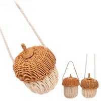 Nouvelle tendance osier rotin enfants sacs à bandoulière en forme de gland design balinais sacs de mode pour enfants