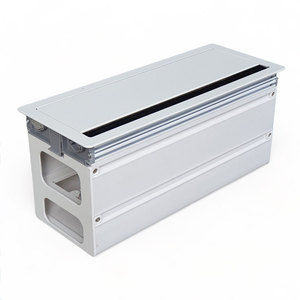 Caja de alimentación empotrada para escritorio de 6 tomas con cubierta de aleación de aluminio y amortiguación - Product Image 1
