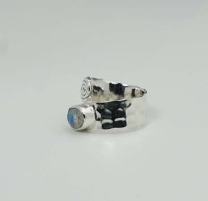 925 argent sterling massif mois de juin pierre de naissance coupe pierre de lune arc-en-ciel avec réglage de lunette forme ovale pierre précieuse anneau réglable - Product Image 2