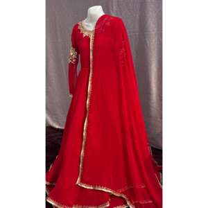 Handmade Elegant <b>Red</b> A-Line Organza Frock Crocheted Floral Print Evening Dress with <b>Sequined</b> Decoration Empire Waistline - Product Image 4