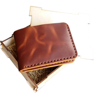 Dompet Lipat Pendek Kulit Sapi Asli Crazy Horse Desain Vintage Buatan Tangan Khusus Unisex dengan Penutup