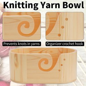 Large Brown Smooth Crochet Yarn <b>Bowl</b> with Swirl Design for Wooden <b>Knitting</b> Yarn Skeins and Needlework by Decor n Utility Craft - Product Image 3