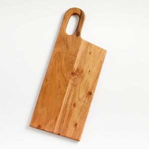 Tabla para servir charcutería de madera de acacia Premium con plato largo de dos agujeros para queso frutas aperitivos bandeja de madera de mango - Product Image 6