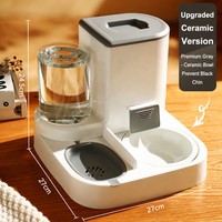 Distributeur d'eau automatique pour chat en céramique 2 en 1, bol d'alimentation pour animaux de compagnie, séparation sèche et humide, chats d'intérieur