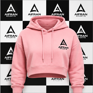 Sudadera con Capucha Rosa para Mujer, Sudadera Corta con Capucha, Logotipo Estampado, Ropa Casual de Invierno, Estilo Urbano, Hip Hop, Felpa Francesa, Servicio OEM - Product Image 1