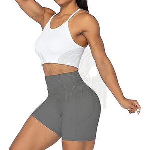 Venta al por mayor de las mujeres de alta cintura de malla transpirable Yoga Leggings Scrunch Butt Seamless cintura ancha pantalones cortos deportivos - Product Image 6