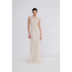 Vestido de mujer de alta calidad negro y Beige CLIO LACE EMB VESTIDO LARGO ropa de mujer relieve 64% algodón orgánico 36% poliéster Vietnam - Product Image 1