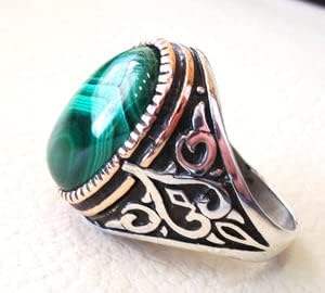 Bague pour homme en gros, nouvelle arrivée, pierre précieuse en malachite naturelle, cadeau d'anniversaire, bague signet pour homme en Turquie, bijoux, bague en argent sterling 925 - Product Image 4