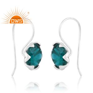 Pendientes Colgantes de Plata de Ley 925 con Doble Piedra de Aguamarina Santamaria y Cuarzo, Fabricante de Joyería Personalizada - Product Image 2