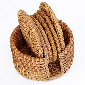 Posavasos de comedor naturales, posavasos redondos de mimbre de ratán de yute, alfombrillas de mimbre hechas a mano, posavasos de mimbre para sala de estar - Product Image 4