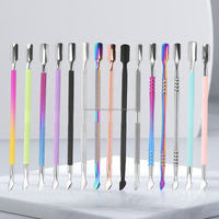 Pousse-cuticules double tête en acier inoxydable avec logo personnalisé, éliminateur de peaux mortes, pour manucure et pédicure, réutilisable, en métal