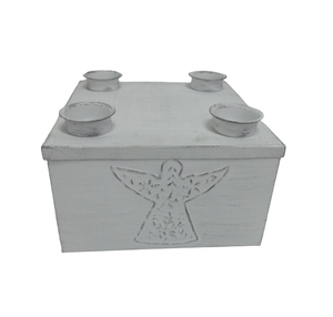 Christmas Tabletop Decoration Aluminum Square <b>Advent</b> Holder White Wash Finished <b>Candle</b> Stand For Home & Table Top Decor - Product Image 4