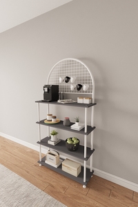 Estante de Cocina con Soporte para Microondas, Organizador para Cafetera y Panel Trasero con Rejilla - Product Image 6