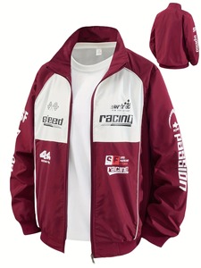 Chaqueta de poliéster estampada a prueba de viento de moda Unisex, ropa de motocicleta de carreras al aire libre de manga larga para primavera y otoño - Product Image 3