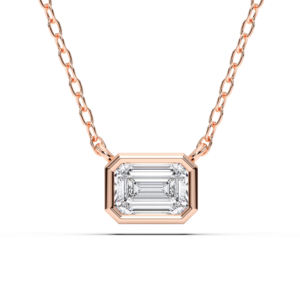 F-G minimaliste moderne 3.00 carats/VS Lab Grown Emerald Cut Diamond Bezel Pendant en argent sterling 925 pour elle - Product Image 2