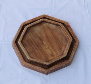 Plato de servicio redondo de madera con diseño de hoja Mango de metal Fabricante al por mayor Diseño personalizado e impresión de logotipos. - Product Image 6