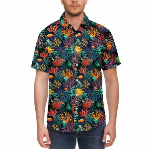 Camisas estampadas para hombre de diseño único con mangas cortas Logotipo personalizado Etiqueta de etiqueta bordada y embalaje de marca - Product Image 1