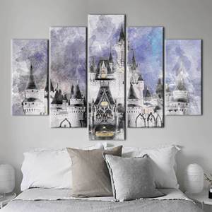 Impresión en lienzo del Castillo Encantado de Cenicienta para decoración de habitación infantil, mezcla de 5 piezas: envoltura tipo galería - Product Image 1