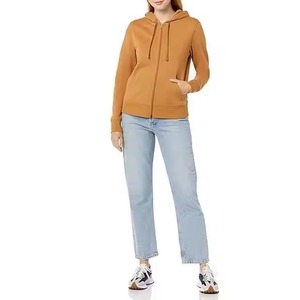 Sudadera con cremallera para mujer Mezcla de algodón Sudadera con capucha de bolsillo Cuello alto Sudadera con cremallera Sudadera con capucha y capucha para mujer - Product Image 3