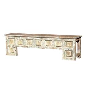 Banco de Madera Tallada, Estilo Rústico y Moderno para Jardín, Patio o Parque, Muebles de Exterior de Madera Sólida - Product Image 1