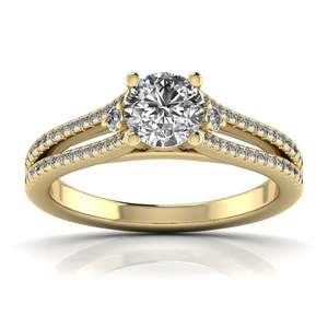 Bague solitaire en diamant rond taillé 0,70 ct, couleur F, clarté VS, diamant cultivé en laboratoire, en or 14 carats, pour mariage, fiançailles, soirée. - Product Image 1