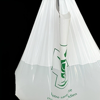 Sacs de courses en plastique HDPE biodégradable grande taille, robustes, avec poignées type gilet, logo personnalisé imprimé, pour articles de boisson et parapluies