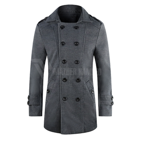 Trench en laine d'hiver pour hommes Long pardessus avec protection contre la poussière élégant hommes vêtements de cérémonie laine hommes manteau - Product Image 2