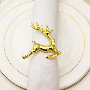 Décoration florale de table pour noël et bagues, décorations en bois, ensemble de décoration idéale en feuille métallique, rond de serviette - Product Image 5