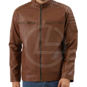 Chaqueta duradera de piel de oveja para hombre con hombros reforzados, cuello levantado, lona de invierno, estilo motorista - Product Image 5