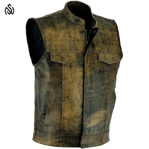 Chaleco de cuero sin mangas de moda Chaleco de cuero transpirable para chaleco de cuero de vaca para hombres - Product Image 1
