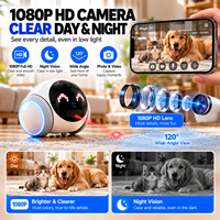 Caméra Robot Connectée Tuya Smart Wifi pour Animaux de Compagnie 1080P, WiFi Double Bande, Surveillance Intérieure Mobile, Suivi Laser, Audio Bidirectionnel, Avec Roues