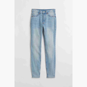 Pantalones Vaqueros de Mezclilla Azul para Mujer, Corte Recto, Casuales, Ecológicos, 100% Algodón, Cintura Alta, Servicio OEM, Venta al Por Mayor Personalizada - Product Image 1