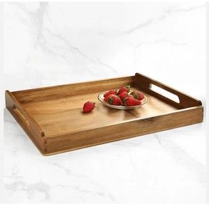 Plateau en bois de manguier naturel de qualité supérieure avec poignées Plateau de service en bois sculpté à la main Table à manger Restaurant et hôtel Plateaux d'utilisation - Product Image 1