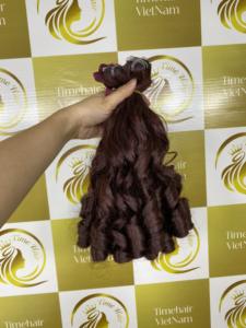 <b>Cheap</b> Price 100% Vietnamese Human Remy <b>Hair</b> <b>Extensions</b> Bouncy Curl Burgundy Color Weft <b>Hair</b> - Product Image 5