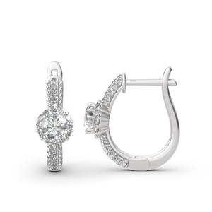 Boucles d'oreilles créoles Jeulia en argent sterling plaqué rhodium avec perles - Product Image 2