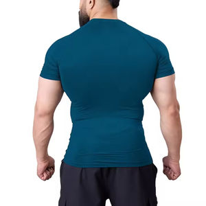 Camiseta de entrenamiento deportivo a la moda para hombre, ropa de gimnasio, camisetas transpirables de manga corta con cuello redondo, camiseta para correr y trotar para hombre - Product Image 5