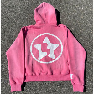 Conjunto Deportivo de Invierno para Tallas Grandes, Personalizado, Estilo Urbano, Estampado, Lavado Ácido, Sudadera con Capucha y Cremallera, Pantalones Deportivos, Estilo Vintage, Corte Acampanado - Product Image 3