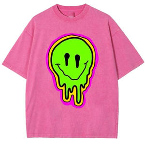 Venta al por mayor de los hombres de lavado ácido camisetas de serigrafía personalizada Streetwear estilo Hip Hop 100% algodón - Product Image 3