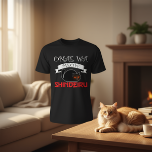 T-shirt mignon Kawaii Cat Anime noir à manches courtes, design Meow Shindeiru, col rond unisexe, impression numérique - Product Image 3