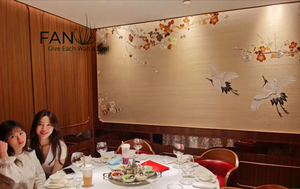 Guida un enorme afflusso di carta da parati <span class=keywords><strong>a</strong></span> <span class=keywords><strong>tema</strong></span> cinese di colore rosso del ristorante ricamata dipinta <span class=keywords><strong>a</strong></span> mano - Product Image 3