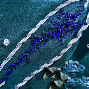 Bridella BHP65 Bandeau de mariée bleu royal avec strass pour mariage - Ajustement confortable - Product Image 6