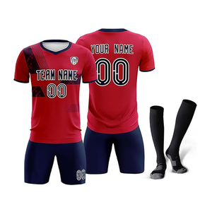 Ropa deportiva de poliéster 100% al por mayor, uniforme de fútbol, ropa de entrenamiento de colores divididos verde, uniformes deportivos OEM impresos por todas partes - Product Image 5