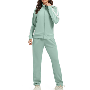 2025 Winter Hooded Solid Printed Breathable <b>Women</b> Zipper Tracksuits Polyester/Cotton 2 in 1 Design Windproof High Quality - Product Image 3