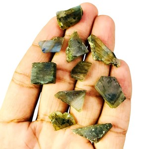 10 pièces Flashy Labradorite Slice Cabochon Set! Pierres précieuses multiformes polies 64 carats pour la fabrication de bijoux - Product Image 2