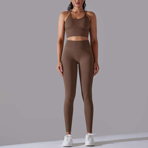 Sujetador deportivo de 2 piezas sin costuras a prueba de golpes de secado rápido OEM con pantalones ajustados Trajes de gimnasio Ropa deportiva Conjuntos de yoga Estampado - Product Image 5