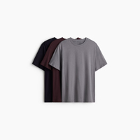 Camiseta de Hombre de Alta Calidad, Teñida con Hilo de Color Sólido, Personalizada, Informal de Verano, de Algodón/Fibra de Bambú, Cuello Redondo, Manga Corta, Transpirable