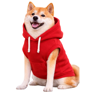 Red <b>Dog</b> Hoodie Bright Solid Color Warm Pet Pullover Hoodie Cozy Fleece Winter Essential - Product Image 1