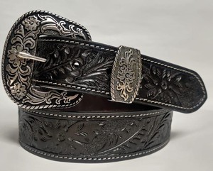Cinturones de Cuero con Tallado y Decoración de Cuentas Hechos a Mano, con Hebilla de Cobre, Estilo Casual, Todas las Tallas - Product Image 1