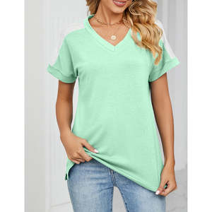 Camiseta de moda para chica, Camiseta corta de algodón 100%, camiseta de moda de corte corto cómoda - Product Image 2